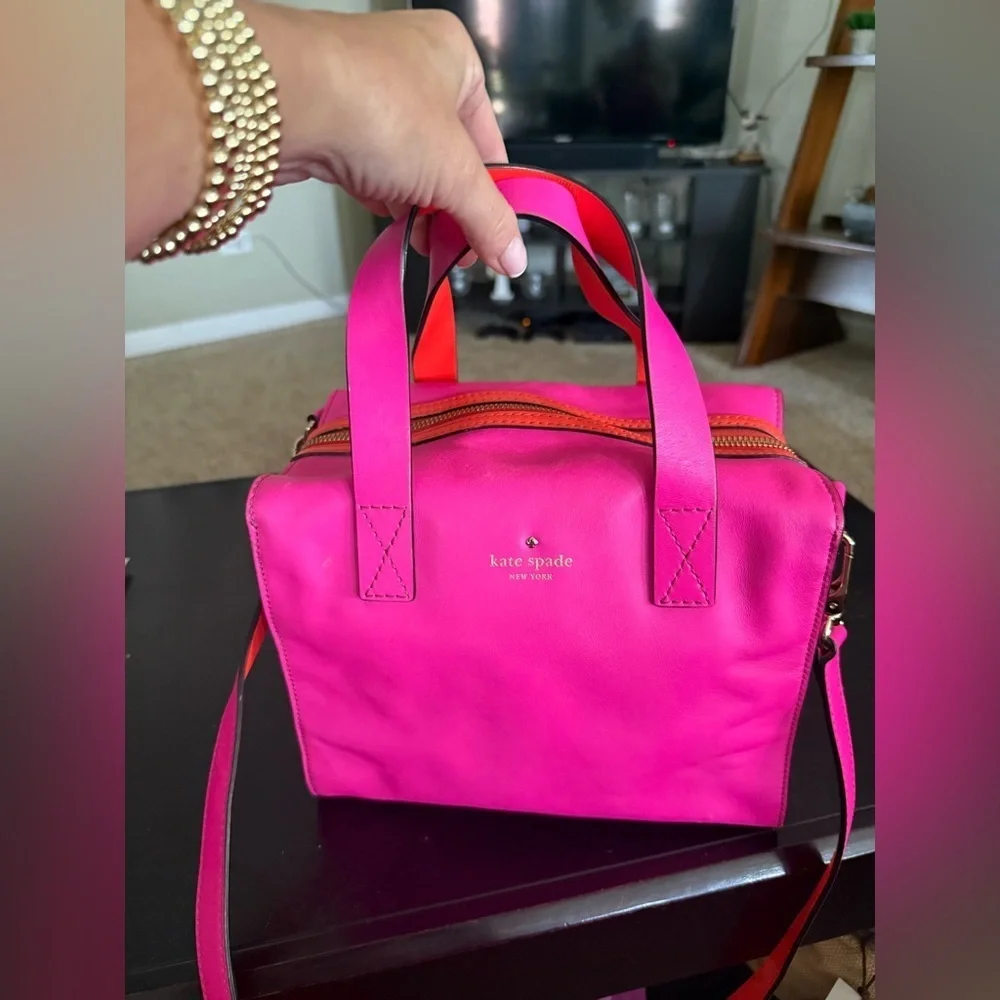 Kate Spade authentic hot pink and orange two way bag/purse leather NWOT